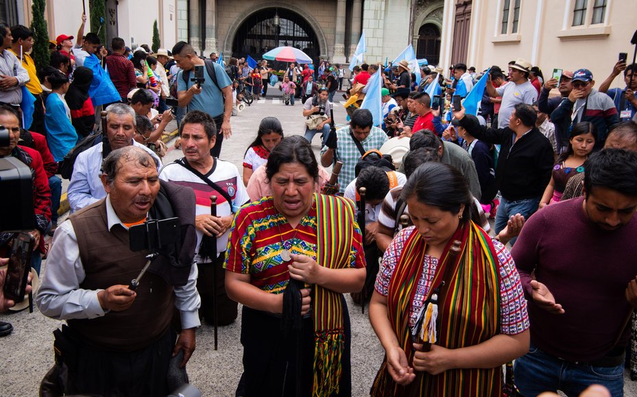 Concerned about judicial corruption and impunity, Indigenous communities gather for a demonstration in Guatemala City.
