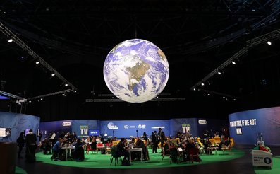 giant planet earth globe decorating cop26 in glasgow