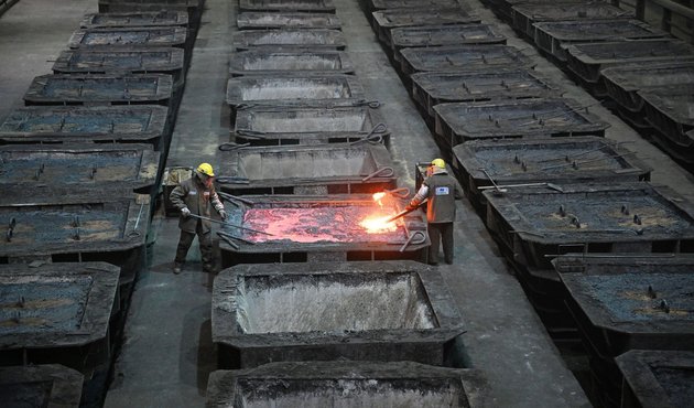 Metals processing at the Kolesnikov Nadezhdinski Metallurgical Plant in Norilsk
