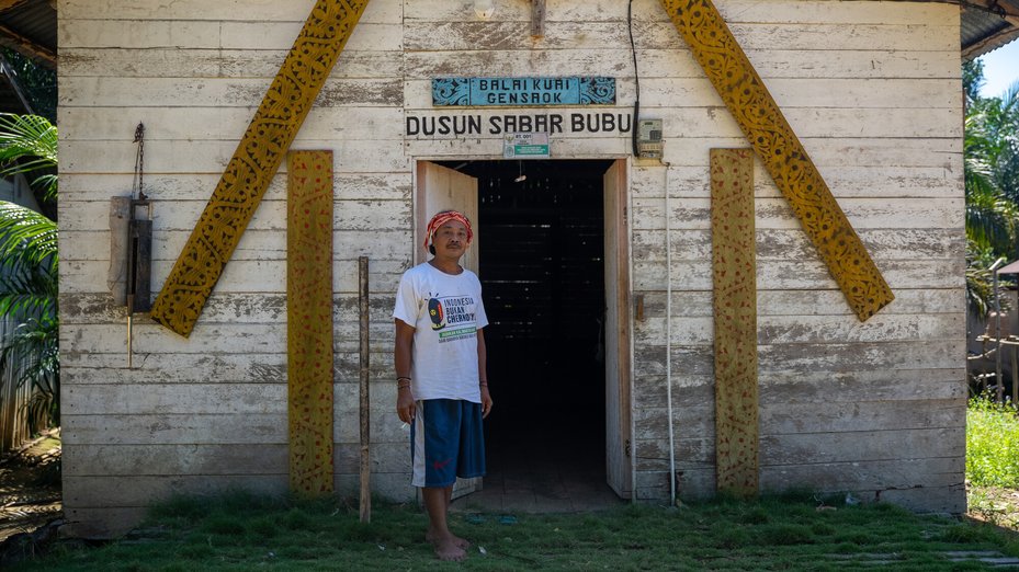 Fransiskus Sima, an Indigenous Dayak farmer, was part of peaceful demonstrations to defend the Sabar Bubu hill in Indonesia, following the destruction of the forest by corporate land clearance