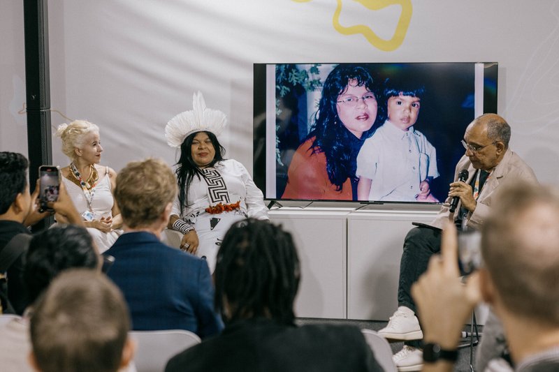 Sônia Guajajara, Brazil's minister for Indigenous Peoples, at an event in the Blue Zone at COP30, Belém, Brazil