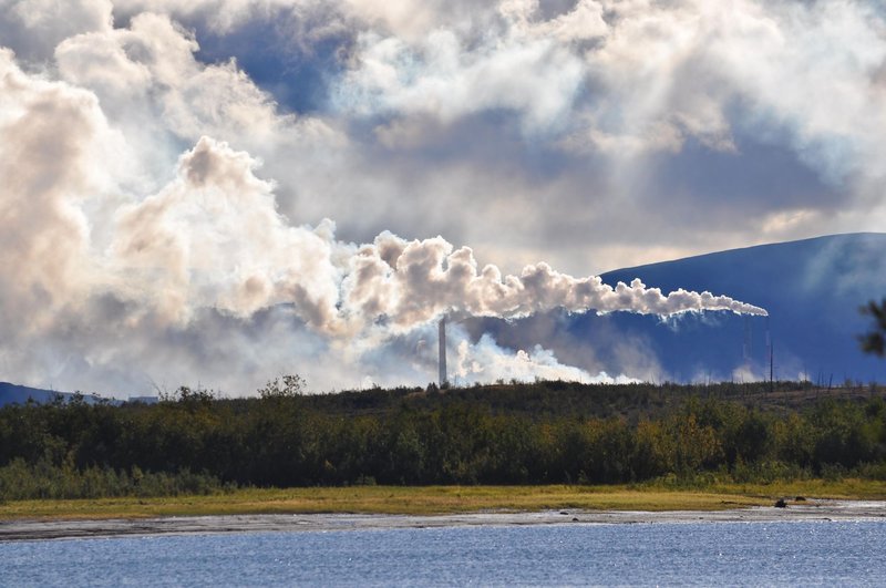 Smoke from the smelter chimneys of Norilsk in 2015