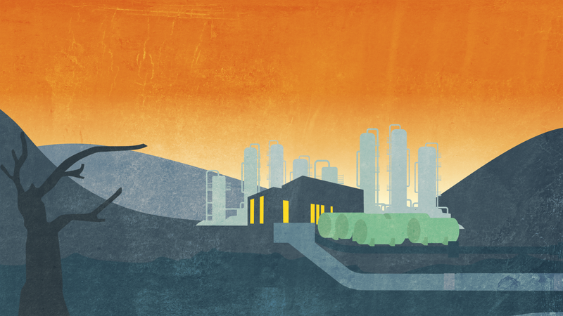 illustration showing hydrogen power station