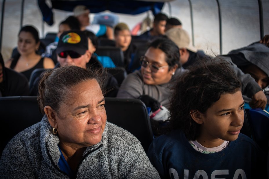 Jani returns by boat after visiting her community on reserve. After several threats to her life and being permanently displaced her trips home are fleeting and monitored to ensure her safety.